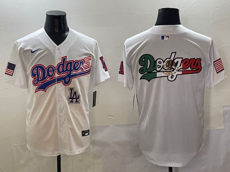 Men Los Angeles Dodgers Blank White national flag second generation joint name Nike 2025 MLB Jersey style 12